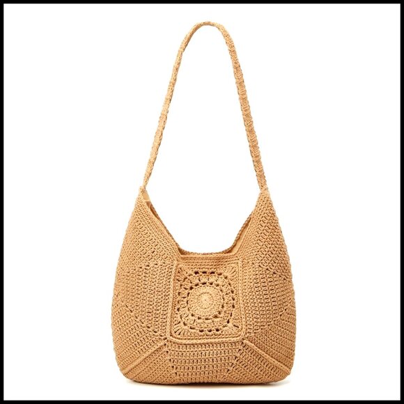 Woven Cotton Bucket Tote Straw Handbag Casual Boho Summer Travel Shoulder Bag